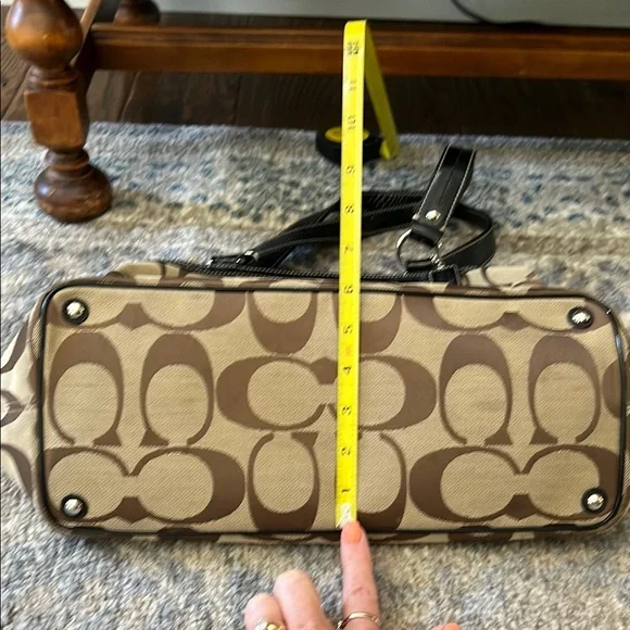 Coach Brown and Black Shoulder Bag with Signature Monogram - Picture 6 of 9